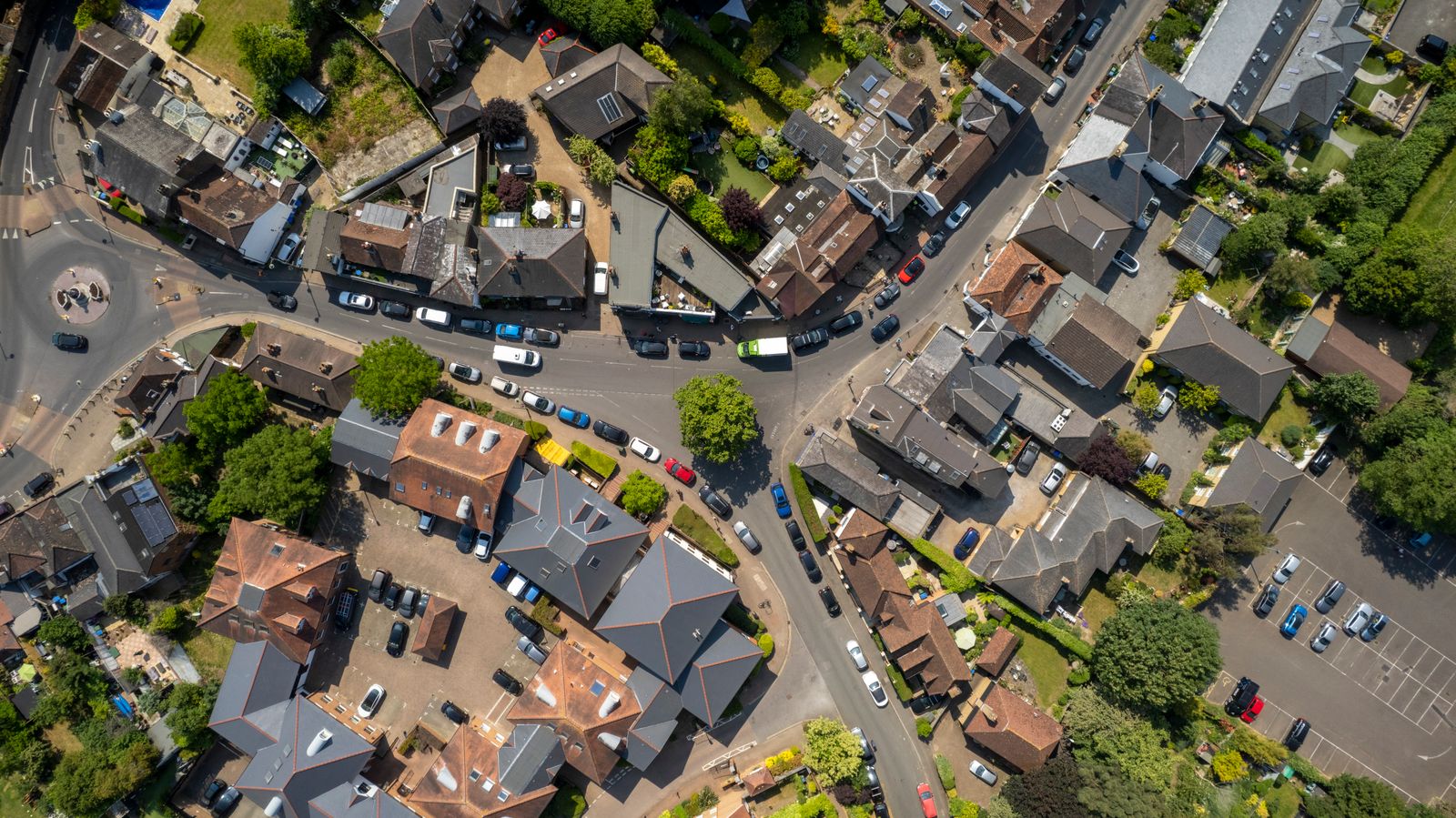 Cary residential neighbourhood from the air
